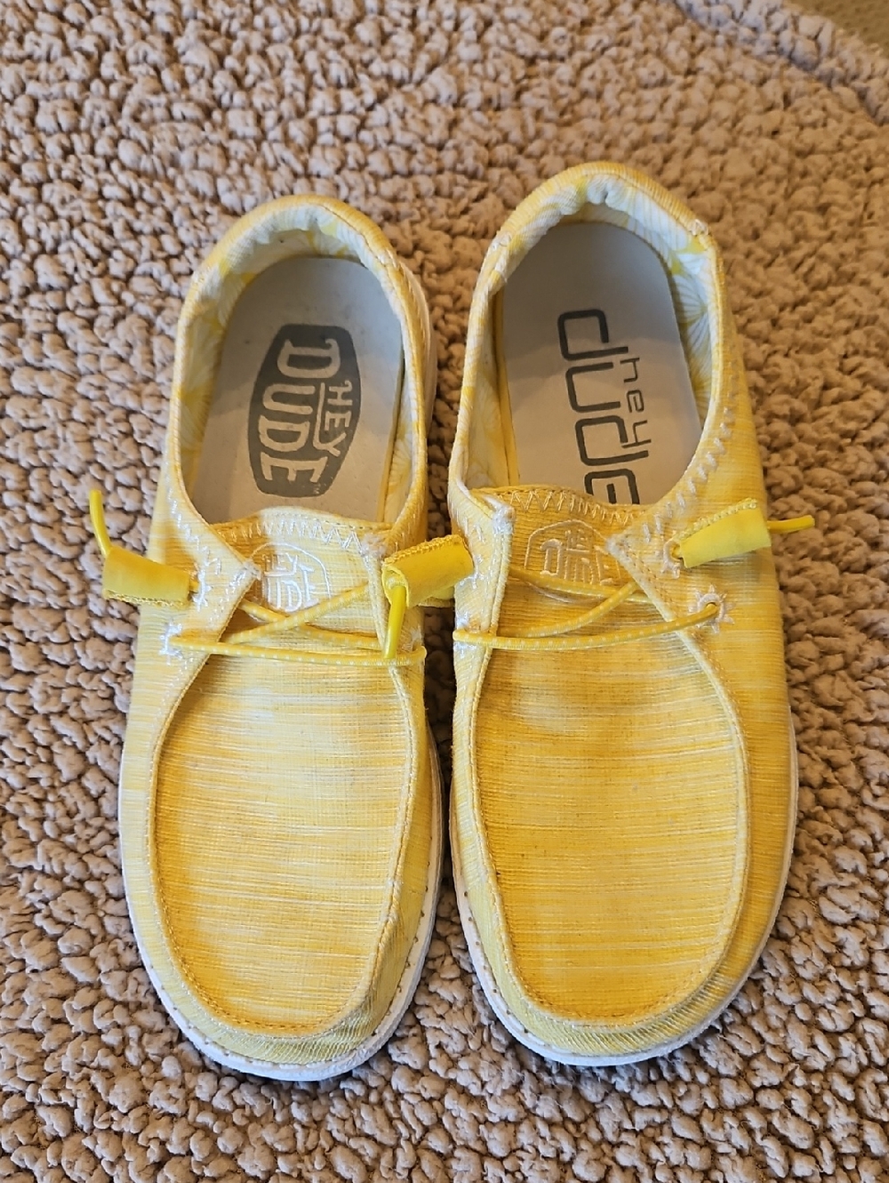 Hey Dude Yellow Canvas Slip-Ons with Elastic Lacing